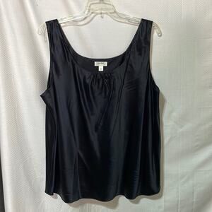 Kate Hill 22w black silk spandex stretch tank scoop neck w/gathers euc